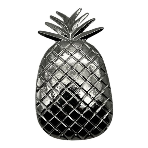 Pineapple Shaped Silver Tone Metal Hair Clip With Textured Design & Durable Back - Picture 6 of 7